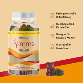 Slimms Gummies - mit natürlichen Inhaltsstoffen - für Frauen und Männer geeignet - 60 Gummies pro Dose 1x
