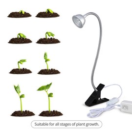 LED Small Grow Light, Aceple 6W Desk Plant Grow Light with Flexible Gooseneck Arms and Spring Clamp for Hydroponic Indoor Planting, Potted Plants, Garden Greenhouse