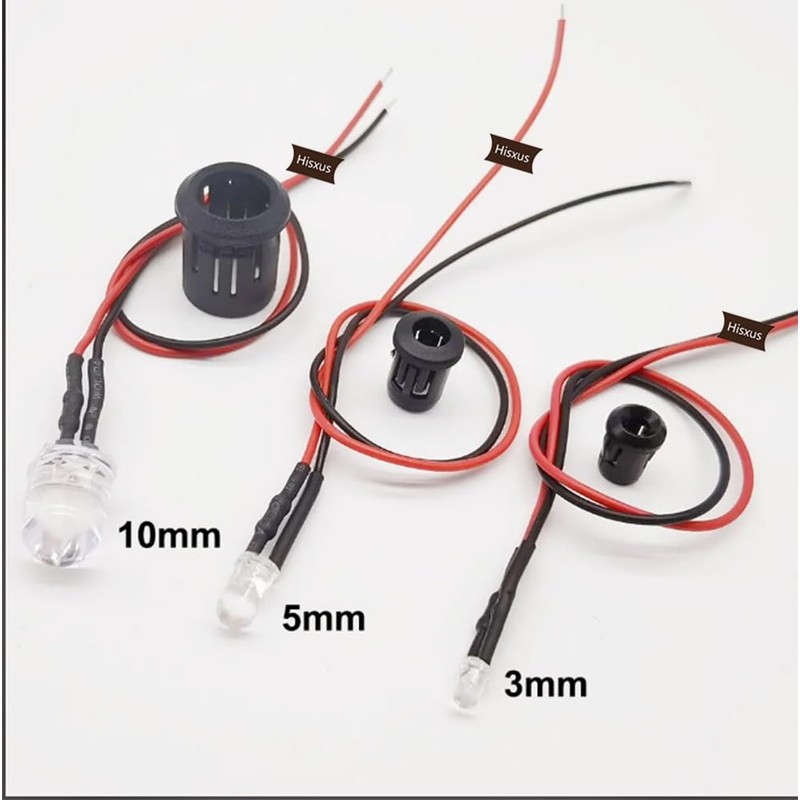 Hisxus 25Pcs 10MM White LED Pre-wired Water Clear Bulb 12V