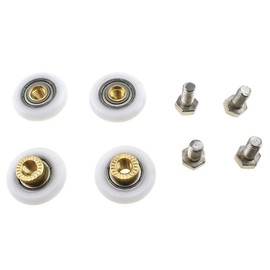 HAHIYO 25mm Diameter Shower Door Wheels Smooth Rolling Sturdy Easy Install Nylon Rollers Runners Ball Bearings Stainless Steel Screws 4 Sets for Bathroom Kitchen Drawers Track System