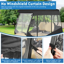 Golf Cart Enclosure 2 Passenger for Club Car Precedent,No Windshield Curtain 3 Sided Transparent Windows Golf Cart Rain Cover,Zippers Roll Up Door 2 Seater Club Car Driving Enclosure(with Seat Towel)