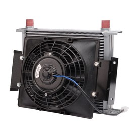 PIT66 30 Row 10AN Universal Engine Transmission Oil Cooler + 7" Fan With Fixed Oil Cooler Cooling Fan Kit