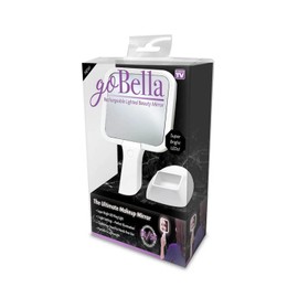 go Bella As Seen on TV Recharageable Lighted Tabletop Mount Vanity Mirror, 1X/3X Magnification, White, 11 inches x 8 inches, 0850018026154