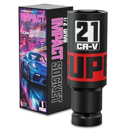1/2" Drive Impact Socket, 21mm Deep Socket, Metric, 6 Point, CR-V, Perfect for Home, Mechanic and Repair Project