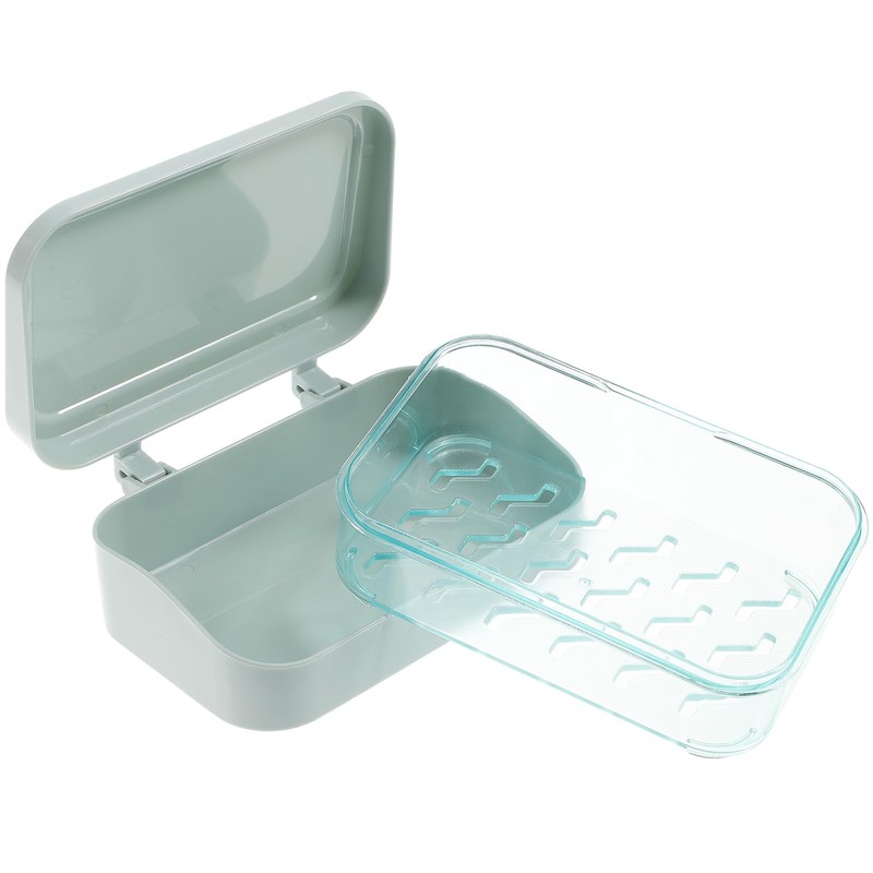 Angoily 1PC Soap Box with Removable Drainer and Lid, Soap