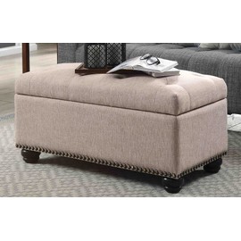 Convenience Concepts Designs4Comfort 7th Avenue Storage Ottoman, Tan Fabric