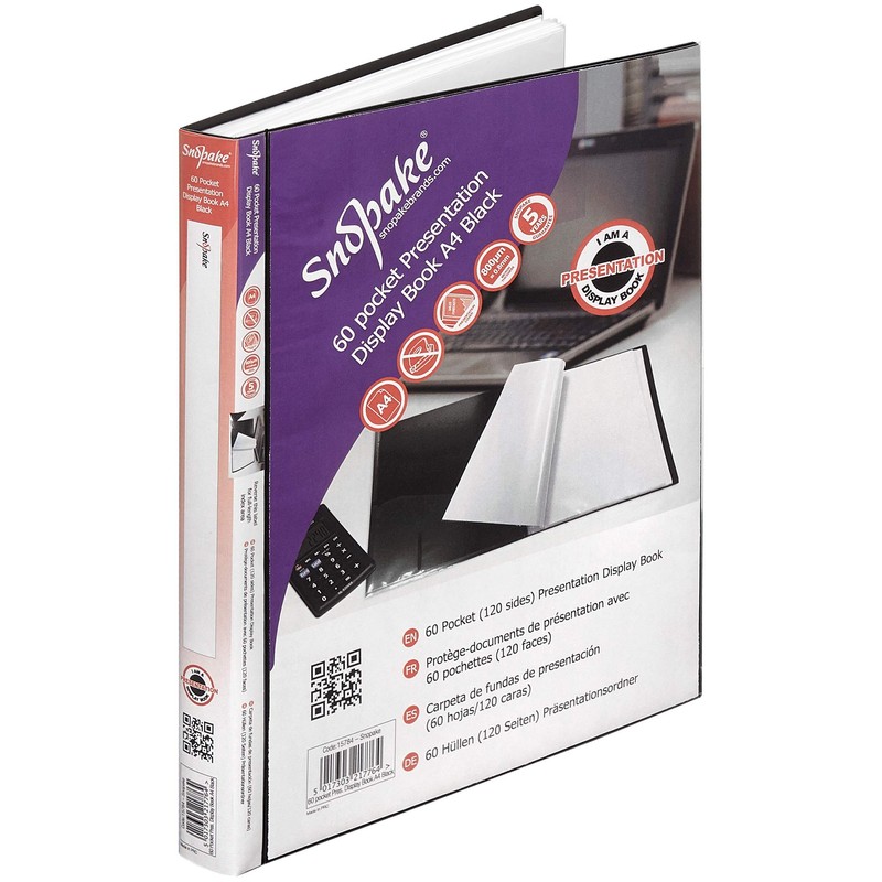Snopake A4 Premium Presentation Display Book 60 Pockets - Black