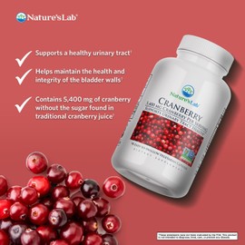 Nature's Lab Cranberry 5400mg – Supports Urinary Tract Health* – Non-GMO Verified, Vegan, Gluten Free – 90 Capsules (3 Month Supply)