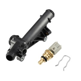 Partuto Engine Coolant Water Outlet Connect Adapter No.BM5Z-8592-A - Car Water Outlet Pipe - for Ford Escape 2013-2016 Metal Black with Temp Sensor - 1 Set