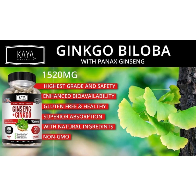 Ginseng + Ginkgo 1520mg Apoyo Cerebral (60 Caps) Americano Sin