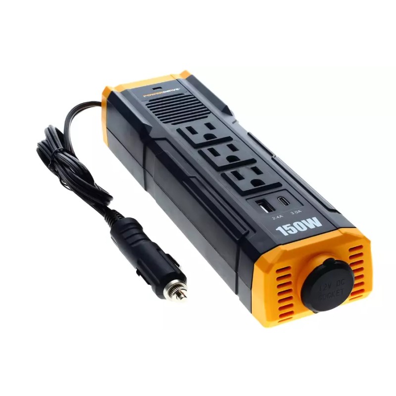 PowerDrive PWD150S 150-Watt Power Strip three AC outlets Dual USB