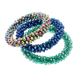 Healvian Fashionable Crystal Hairband Girls Hair Ties Hair Jewelry Sparkly Ponytail Holders Tie Holder Bracelet Elegant Accessories