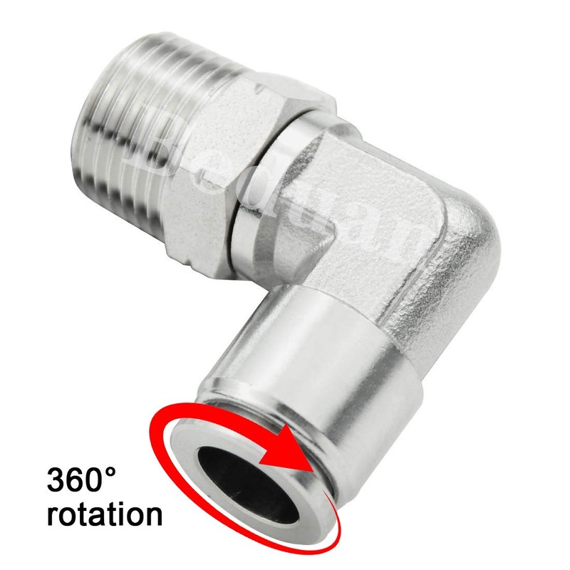 Beduan Push to Connect Fitting Elbow, 1/4" Tube OD x