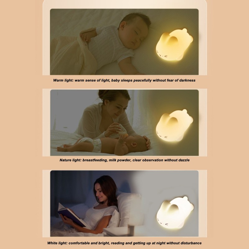 Cute Rabbit Night Light High Sensitivity Bunny Lamp Silicone Dimmable