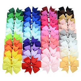 40 lazos para el pelo de 3 pulgadas para niñas, cinta de grogrén, accesorios para el cabello con clip de cocodrilo para niñas, bebés, niños y adolescentes