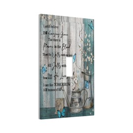Vintage Teal Butterfly Inspirational Quotes Wood Plank 1 Gang Light Switch Covers Single Toggle Wall Plate Decorative Switchcover Electrical Switchplate for Farmhouse Country Bedroom Kitchen Decor