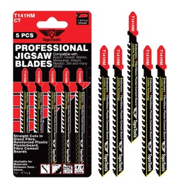 5 x TopsTools JSTT141HM T141HM 100mm Long Glass Fibre Cutting Jigsaw Blades Compatible with Bosch, Dewalt, Makita, Milwaukee and many more