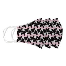 Voile Cotton Pink Black Butterfly Printed Face Mask Nose Clip Filter Pocket 3 Pak