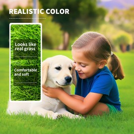 LOOBANI Realistic Artificial Grass Rug Indoor Outdoor, Dog Grass Mat with Drainage Holes and Replacement Artificial Grass Turf, Fake Grass for Garden Lawn Landscape Balcony Decoration, 4 Feet x 6 Feet