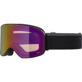 ALPINA Slope Q-Lite Mirrored Contrast Enhancing OTG Ski Goggles with 100% UV Protection for Adults, Matte Black, One Size