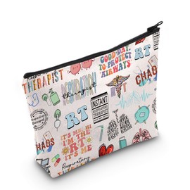WCGXKO Respiratory Therapist Gift RT Respiratory Therapy Zipper Pouch Makeup Bag (B-RT), beige