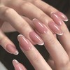 Short Round Press on Nails SWEKKE French Tip Fake Nails