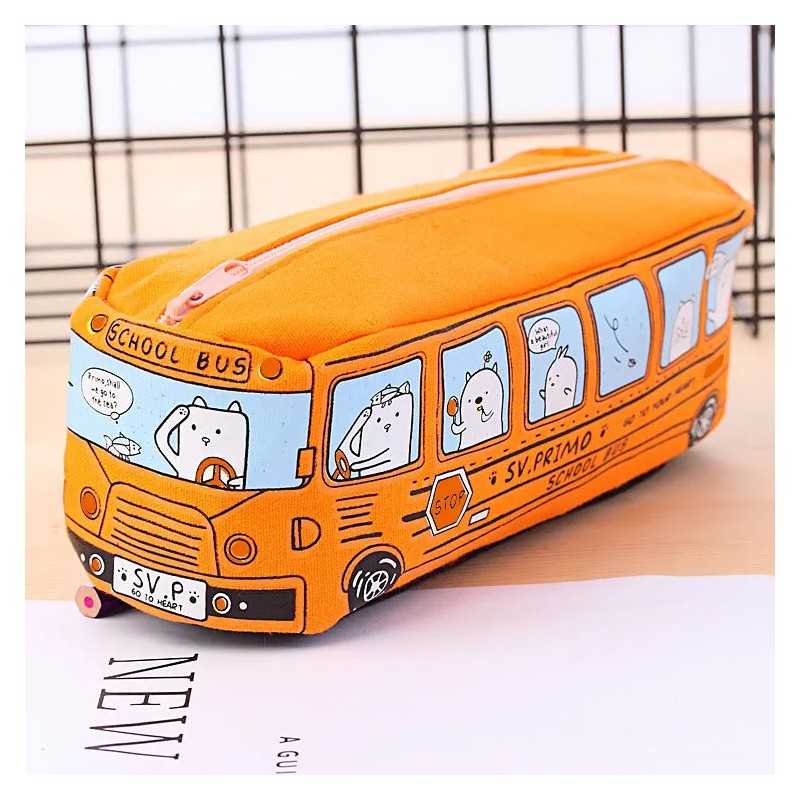 School Bus Pencil Case for Students – Large Capacity Cartoon