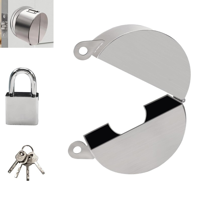 Funnytek Door Handle Lock Cover with Padlock and Keys Door
