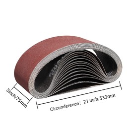 POTUINOM 15 Pack Sanding Belts 3 x 21 Inch,Belt Sander Belts 80/120/150/240/400 Assorted Grits,Best for Sanding Wood,Metal and Paint