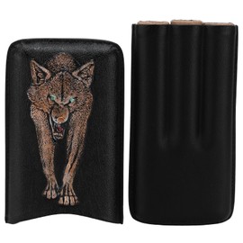 Cigar Box Portable Travel Suit PU Leather Wolf Pattern Humidor for Husbands Fathers Friends Gifts