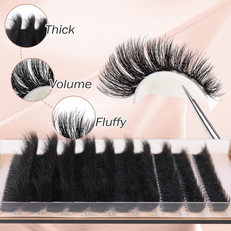 Fluffy Eyelash Extension Kit Volume Lash Clusters Kit 10-18mm Individual