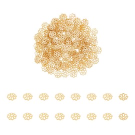 UNICRAFTALE Pack of 200 6 mm 18 Carat Gold-Plated Bead Caps 316 Stainless Steel Flower Beads Spacers Golden Beads End Caps for DIY Earrings Bracelets Necklaces Jewellery Making Hole 1 mm