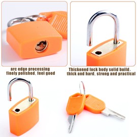 Luggage Locks, Suitcase Locks Padlocks with Keys Mini Keyed Padlocks Travel Lock Small Padlocks for Suitcases Luggage Gym Locker Bag Rucksack Cabinets School (2pcs) (Orange)