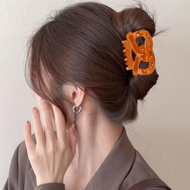 , Bread Hair Claw Clips Funny Food Pretzel Shaped Jaw Clip Cute Small Croissant Claws Barrettes for Women 3 Styles Brown (Large, 1 Pack)