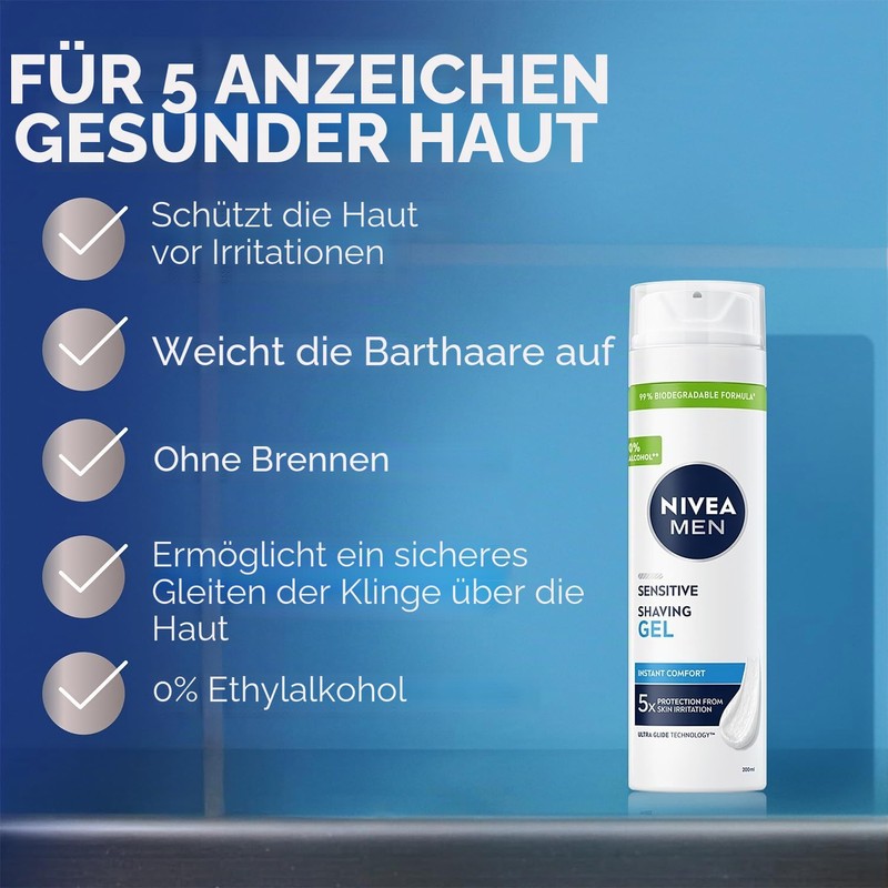 NIVEA MEN Sensitive Soothing Shaving Gel for Men 200 ml