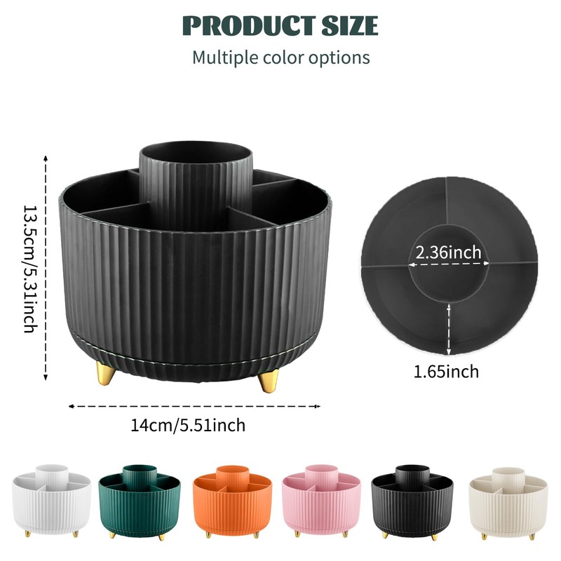 360° Drehbar Make up Organizer, Pinselhalter Kosmetik Aufbewahrung mit 5