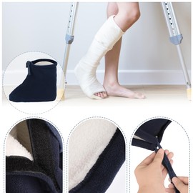 XGOPTS Foot Cast Sock Fluffy Plush Cast Sock Toe Cover Adjustable Foot Warmer Cast Protector Thermal Plaster Foot Cover for Foot Ankle Fracture Surgical Recovery (Single)