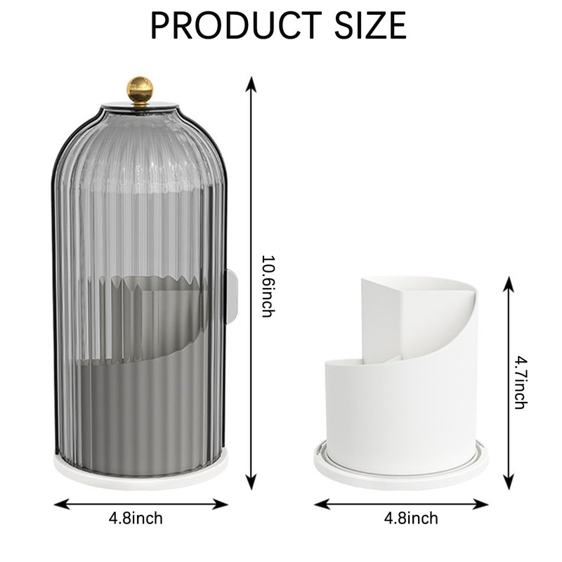 Wekity Toothbrush Holder with Sliding Lid, 360° Rotating Makeup Brush