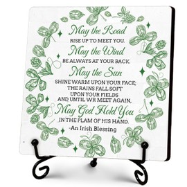 St. Patrick's Day Decoration Sign, St. Patrick's Day Wood Sign with Iron Stand, Sign Home Tabletop Shelf Desk Decor, Friendship Gift St Patricks Day Decorations, 5 X 5 Inches-D03