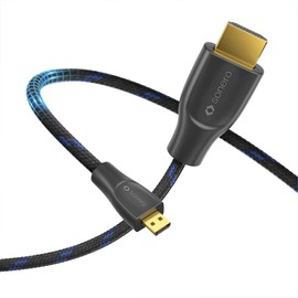 Sonero® 4K Micro HDMI auf HDMI-Kabel, Premium High Speed, 4K 60Hz, Micro HDMI Stecker auf HDMI Stecker, vergoldete Kontakte, zweifache Abschirmung, Baumwollmantel, 2,00m
