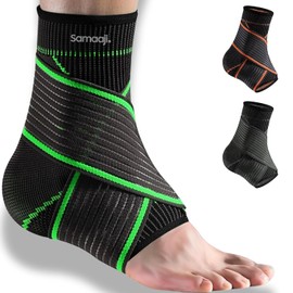 Ankle Support Brace strap for Ligament Damage, Sprained Ankles, plantar fasciitis & Achilles Tendonitis Relief Compression Support for Women, Men, and Athletes Foot Brace for good Sports 1' Green M