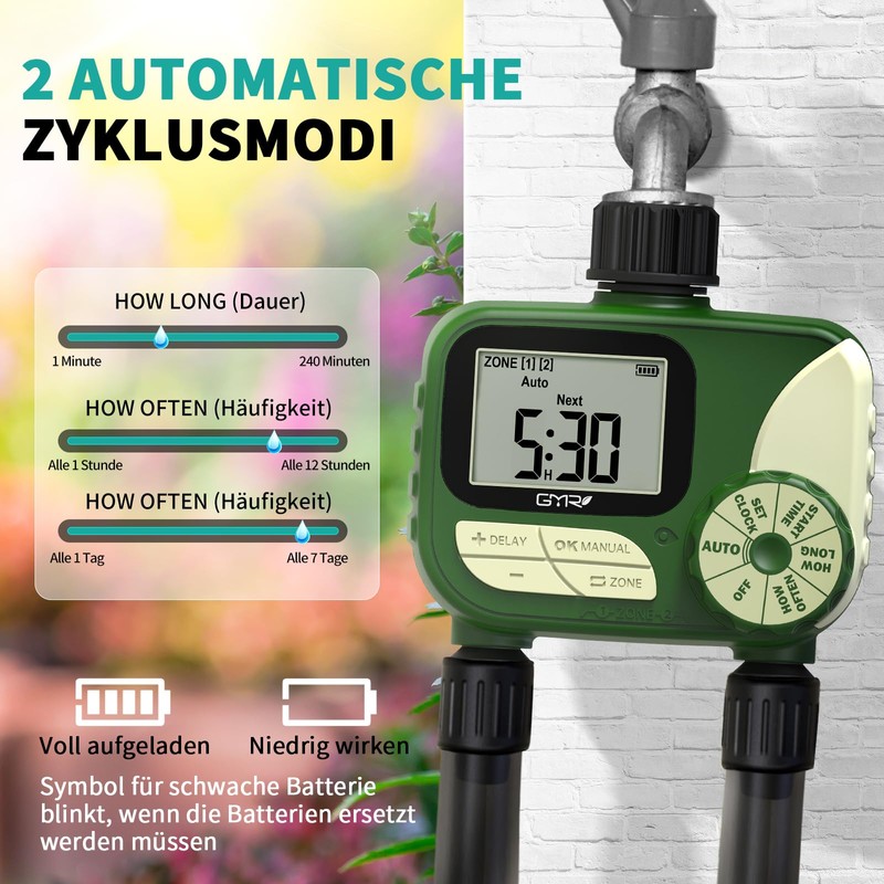 Watering Computer 2 Outputs, Watering Clock with Rain Delay, Manual/Automatic