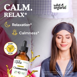 Wild & Organic Chamomile Flowers Tincture - Calming Supplement for Relaxation - Chamomile Extract Liquid Drops - Vegan, Sugar & Alcohol-Free - 4 fl oz