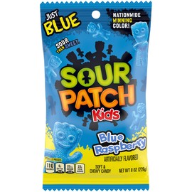 Sour Patch Kids Blue Soft Chewy Candy 8 Oz Bags 12, Raspberry, 12 Count