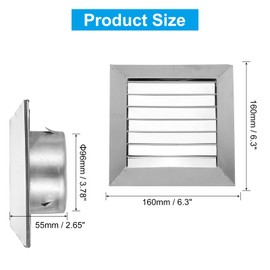 PATIKIL 4 Inch Dryer Vent Cover, Stainless Steel Exterior Wall Outlet Vent Grille, Louvered with Moving Flap, for HVAC Kitchen Bathroom Ventilation
