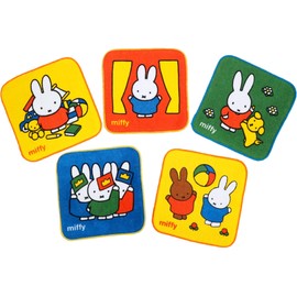 Marushin 5835001600 Mini Towels, Set of 5, Miffy Life, 5.9 x 5.9 inches (15 x 15 cm), Set of 5 Different Patterns, Kindergarten, School Entrance Preparation, Kindergarten, Elementary School, Boys and Girls