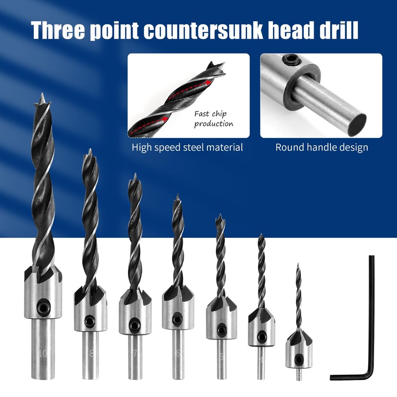 Countersink Drill Bit with Countersink 8 Pieces Countersink Drilling Bit
