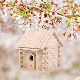 Wood Bird House Waterproof Hanging Birdhouse Pine Wood Wren Bird Nesting Dove Bird House Squirrel House Outdoor Decoration for Wild Bird Watching