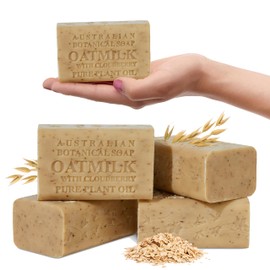 Australian Botanical Soap Oat Milk with Cloudberry 6.6 oz Luxury Soap Bars Enriched with Shea Butter, Suitable for Men, Women and All Skin Types, Pack of 4