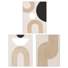 Vesaneae 3 PCS Abstract Geometric Wall Art Prints, 30 x 40 cm Modern Boho Prints, Minimalist Abstract Geometric Art without Frame for Home Wall Decoration